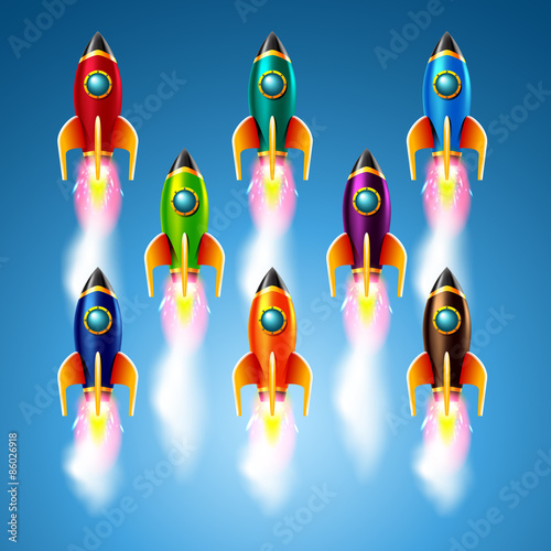 "set of different color rockets.Vector illustration" fichier vectoriel ...