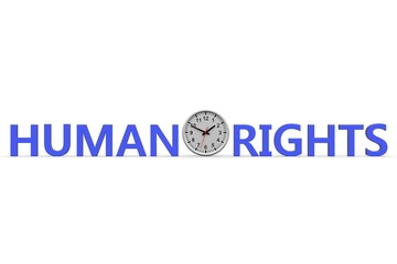 Clock and word of Human Rights for background