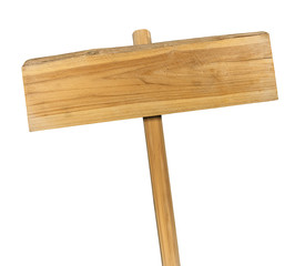Wooden sign isolated on white.