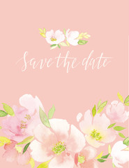 Watercolor greeting card flowers.