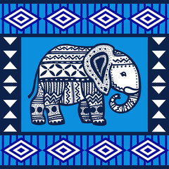 Elephant geometric tribal pattern