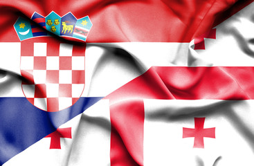 Fototapeta premium Waving flag of Georgia and Croatia