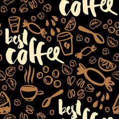 Coffee seamless pattern. Cup. Figure. Pattern for wrapping paper. Heart.