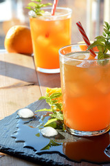 refreshing drink orange and mint