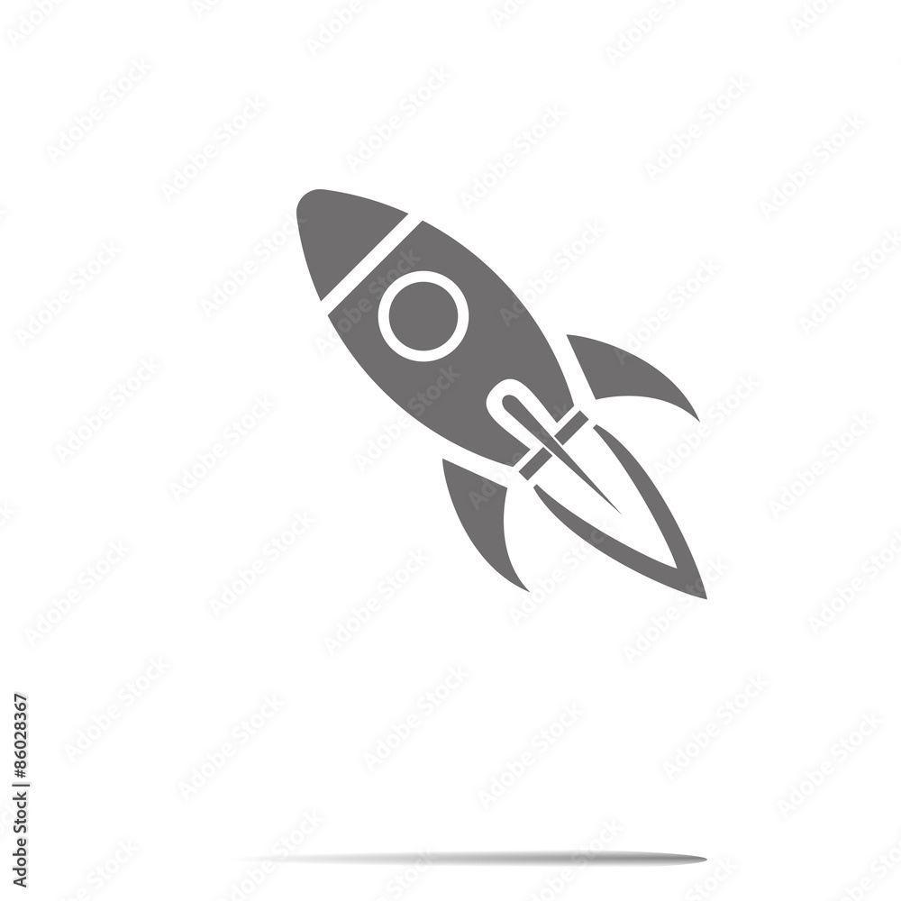 Wall mural start up symbol space rocket ship sky on white background