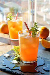 refreshing drink orange and mint