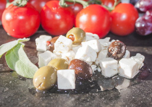 Olives and feta cheese