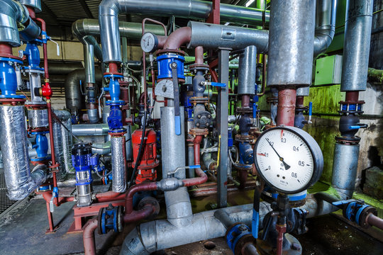 Industrial zone, Steel pipelines and equipment in thermal power