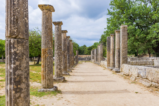  Palaistra (wrestling grounds), ruins of the ancient city of Olympia, Greece