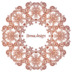 Circular floral ornament Mehndi Henna Tattoo Mandala, Yantra