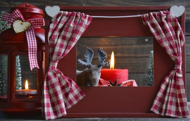 Weihnachtskarte - Elch und Kerze