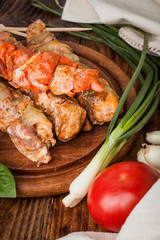 Grilling shashlik.