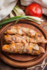 Grilling shashlik.