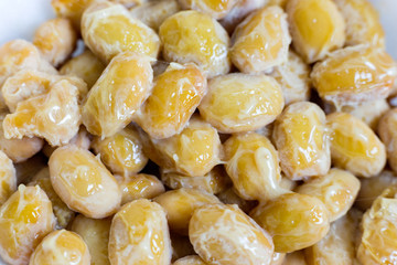 Close up of fermented soybeans known as Natto in Japan.