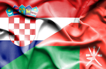 Waving flag of Oman and Croatia