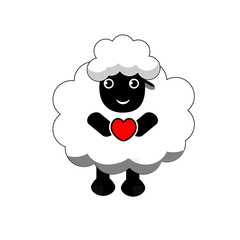 Sheep holding a heart vector