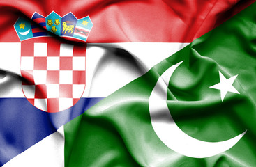 Waving flag of Pakistan and Croatia