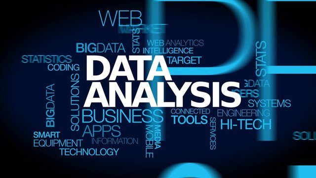 Data analysis words tag cloud blue text big data mining