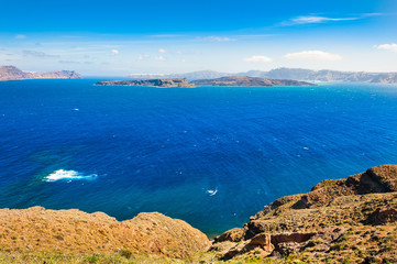 View of the blue sea and islands