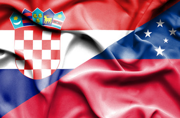 Waving flag of Samoa and Croatia