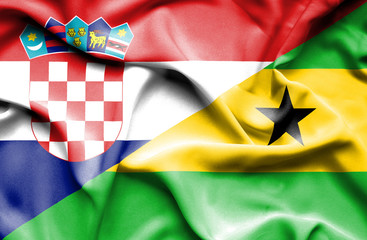 Waving flag of Sao Tome and Principe and Croatia