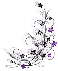 Blumen mit Gräsern, lila, violett