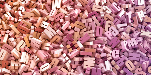 Infinite letters background, original 3d illustration.