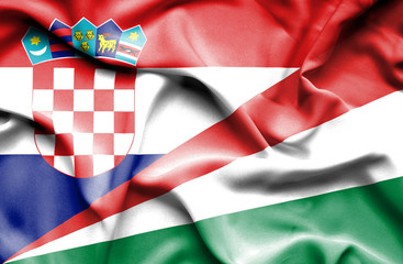 Fototapeta premium Waving flag of Seychelles and Croatia