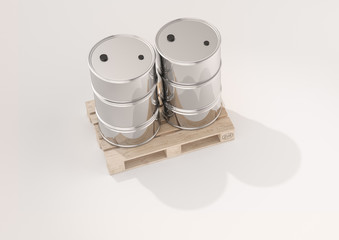 Blechfass glänzend auf Euro-Palette