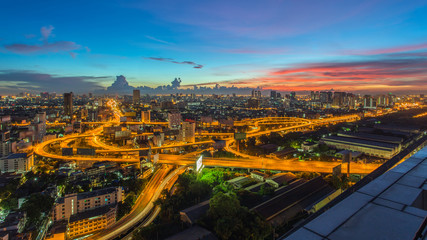 Panorama Bangkok Expressway and Highway top view, Thailand