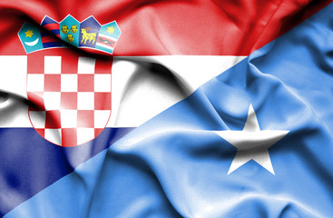 Fototapeta premium Waving flag of Somalia and Croatia
