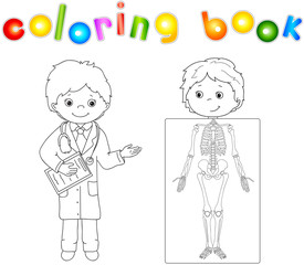 Doctor and patient whose body is shown in the X-ray. Game - colo