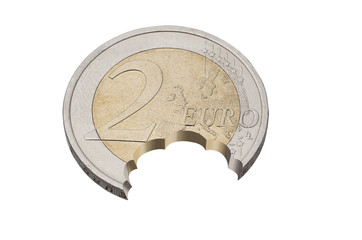 Bite from euro coin