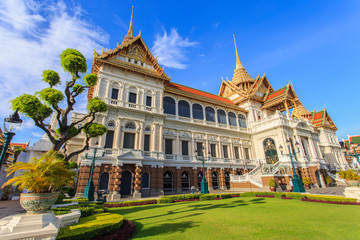 Grand palace, Wat pra kaew with blue sky, bangkok, Thailand