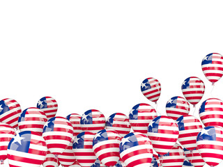 Flying balloons with flag of liberia