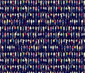 Obraz premium Multiethnic Casual People Togetherness Celebration Arms Raised C