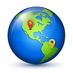 World map with marks