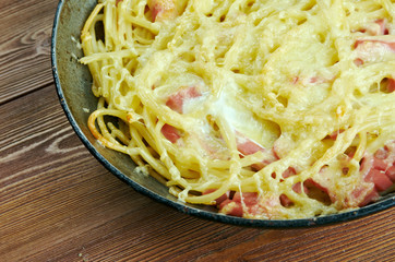 Spaghetti Frittata  with eggs cheese.