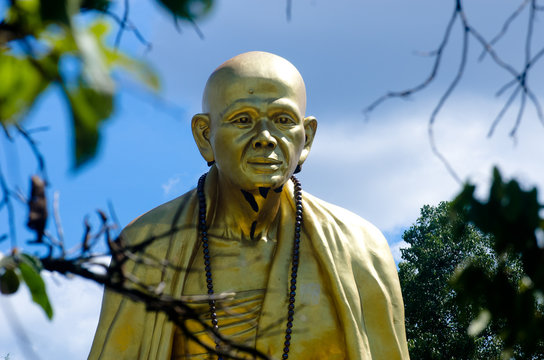 The large Statue of kruba Siwichai in Doi ti temple Lamphun Thailand