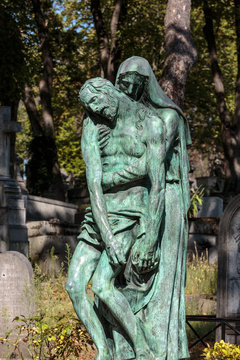 View of Pere Lachaise. World's most visited cemetery, attracting thousands of visitors to graves of those who have enhanced French life over past 200 years.