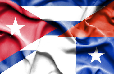 Waving flag of Chile and Cuba