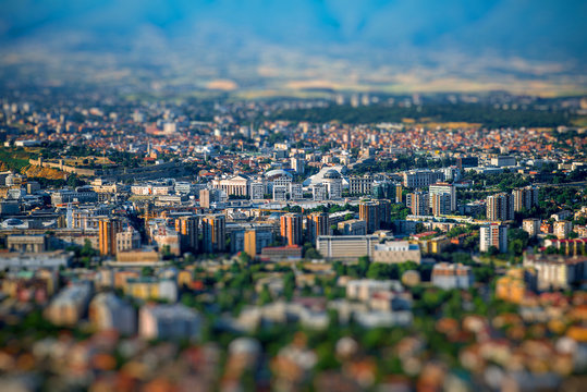 Top view on Skopje city in Macedonia