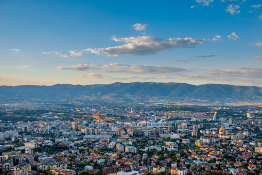 Top view on Skopje city in Macedonia
