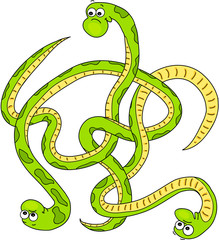 Labirint of cartoon snakes. Vector illustration for children