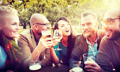 Diverse People Friends Hanging Out Drinking Concept