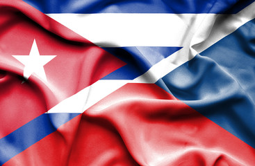 Waving flag of Czech Republic and Cuba