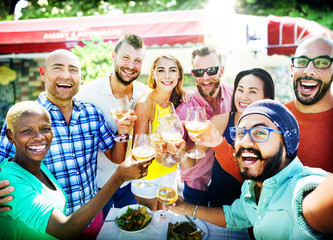 Diverse People Luncheon Outdoors Food Concept