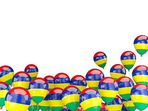 Flying balloons with flag of mauritius