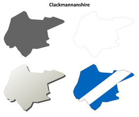 Clackmannanshire blank outline map set