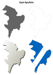 East Ayrshire blank outline map set